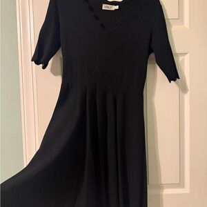 Eliza J cotton Black Dress with Scalloped trim